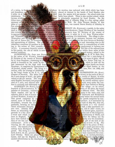 Basset Hound Steampunk Top Hat Goggles White Modern Wood Framed Art Print with Double Matting by Fab Funky