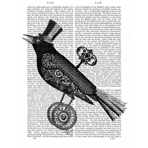 Steampunk Crow Gold Ornate Wood Framed Art Print with Double Matting by Fab Funky