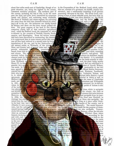 Phileas Feline Steampunk Cat and Top Hat Black Ornate Wood Framed Art Print with Double Matting by Fab Funky