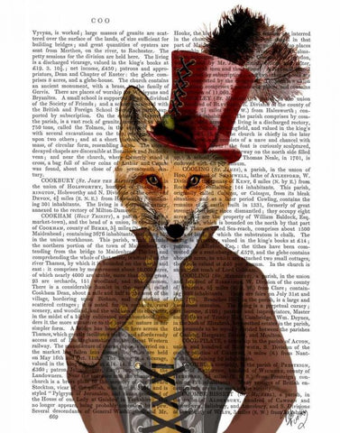 Vivienne Steampunk Fox Black Ornate Wood Framed Art Print with Double Matting by Fab Funky