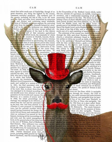 Deer with Red Top Hat and Moustache Black Ornate Wood Framed Art Print with Double Matting by Fab Funky