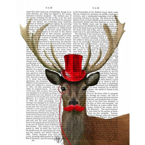 Deer with Red Top Hat and Moustache White Modern Wood Framed Art Print by Fab Funky