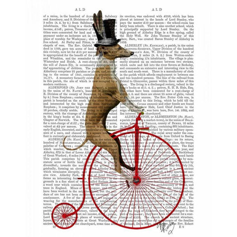 Greyhound on Red Penny Farthing Bike Gold Ornate Wood Framed Art Print with Double Matting by Fab Funky