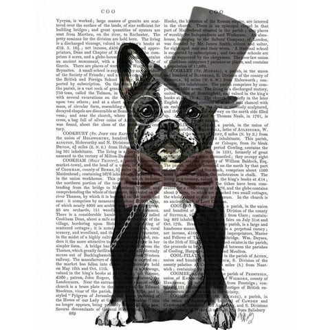 Monsieur Bulldog Black Modern Wood Framed Art Print with Double Matting by Fab Funky