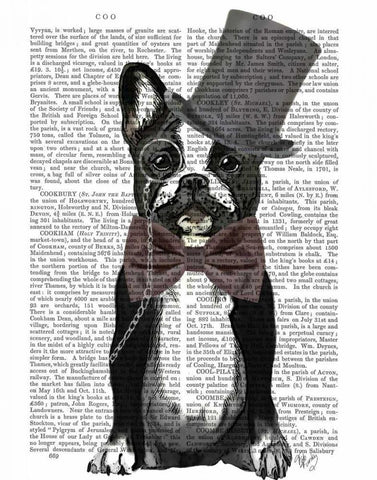 Monsieur Bulldog Black Ornate Wood Framed Art Print with Double Matting by Fab Funky