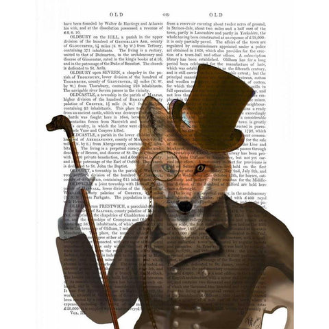 The Bounder Fox Print White Modern Wood Framed Art Print by Fab Funky