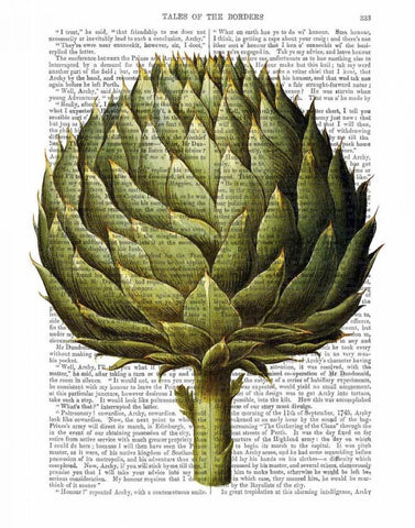 Globe Artichoke Print 2 White Modern Wood Framed Art Print with Double Matting by Fab Funky