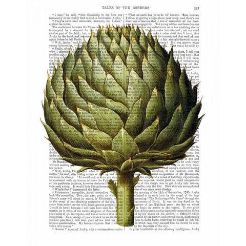 Globe Artichoke Print 2 White Modern Wood Framed Art Print by Fab Funky