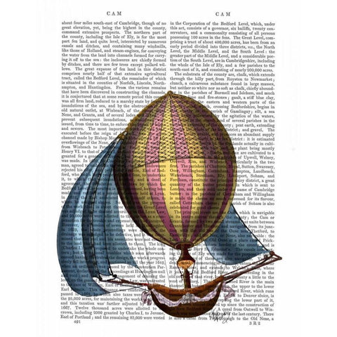 AirShip with Blue Sails Black Modern Wood Framed Art Print with Double Matting by Fab Funky