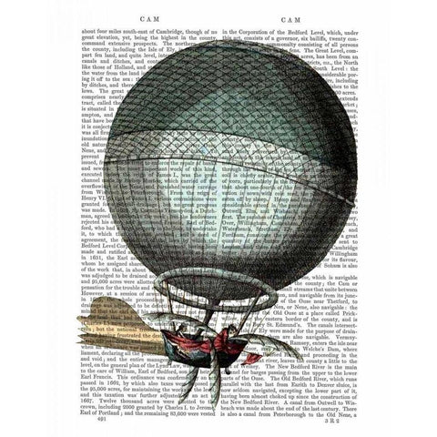 Blanchard Vintage Hot Air Balloon Black Modern Wood Framed Art Print with Double Matting by Fab Funky