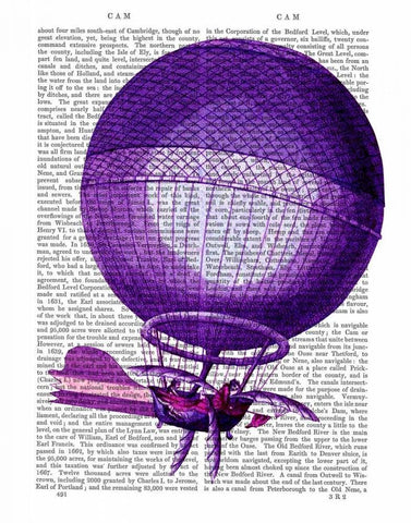 Blanchards Hydrogen (Purple) Hot Air Balloon White Modern Wood Framed Art Print with Double Matting by Fab Funky