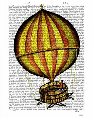 Hot Air Balloon Yellow and Red White Modern Wood Framed Art Print with Double Matting by Fab Funky