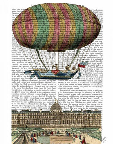 Jardin De Tuileries Hot Air Balloon White Modern Wood Framed Art Print with Double Matting by Fab Funky