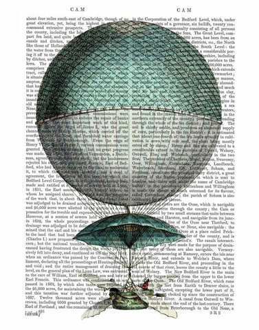 Vaisseau Volant Hot Air Balloon White Modern Wood Framed Art Print with Double Matting by Fab Funky