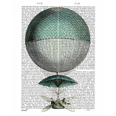 Vaisseau Volant Hot Air Balloon White Modern Wood Framed Art Print by Fab Funky