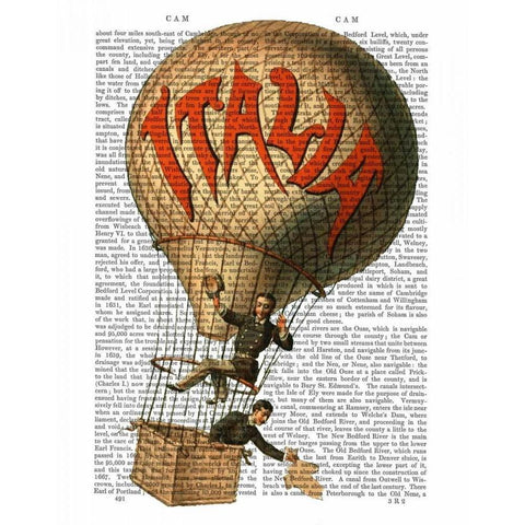 Italia Hot Air Balloon Black Modern Wood Framed Art Print with Double Matting by Fab Funky