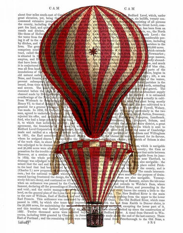 Tiered Hot Air Balloon Print Red Black Ornate Wood Framed Art Print with Double Matting by Fab Funky