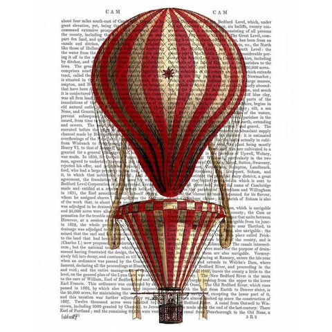 Tiered Hot Air Balloon Print Red Gold Ornate Wood Framed Art Print with Double Matting by Fab Funky