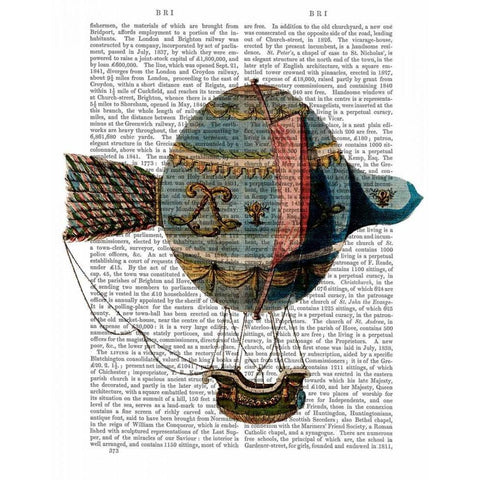 Hot Air Balloon With Tail Feather Gold Ornate Wood Framed Art Print with Double Matting by Fab Funky