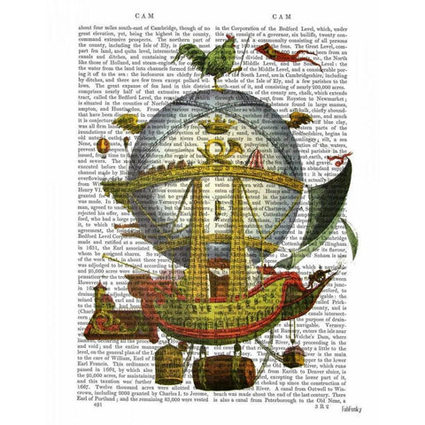 Minerve Hot Air Balloon White Modern Wood Framed Art Print by Fab Funky