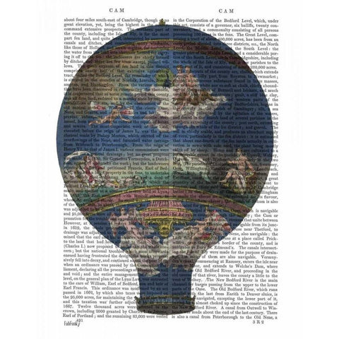 Machine Aerostatique Hot Air Balloon Black Modern Wood Framed Art Print with Double Matting by Fab Funky