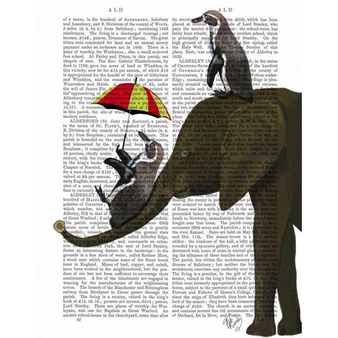 Elephant and Penguin Black Modern Wood Framed Art Print with Double Matting by Fab Funky