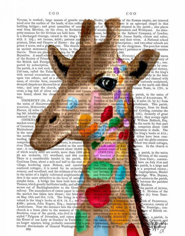 Multicoloured Giraffe Black Ornate Wood Framed Art Print with Double Matting by Fab Funky