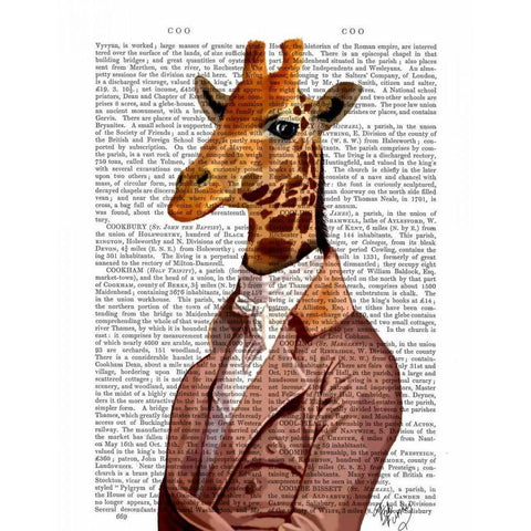 Regency Giraffe White Modern Wood Framed Art Print by Fab Funky