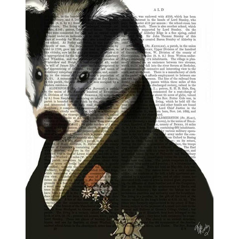 Badger the Hero Black Modern Wood Framed Art Print with Double Matting by Fab Funky