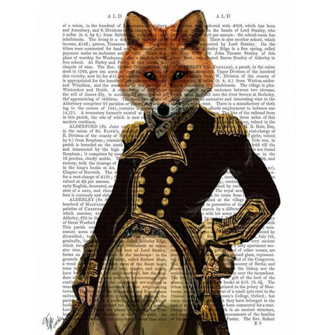 Admiral Fox Full Black Modern Wood Framed Art Print with Double Matting by Fab Funky