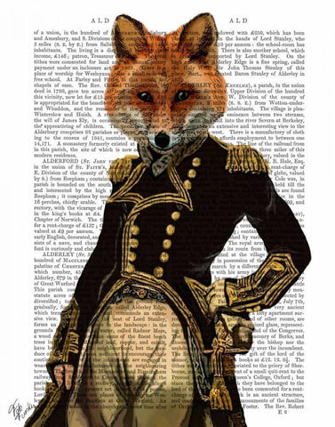 Admiral Fox Full Black Ornate Wood Framed Art Print with Double Matting by Fab Funky