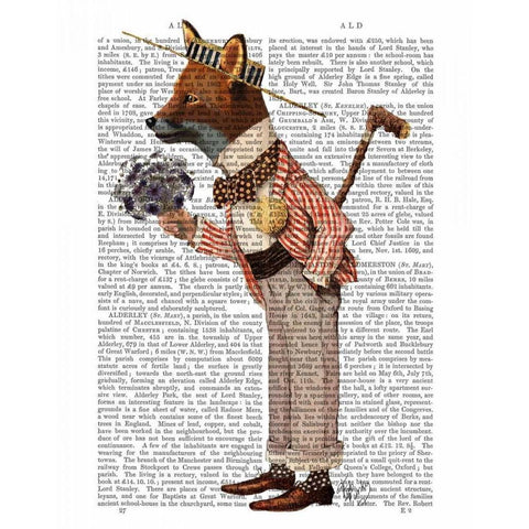 Fox in Boater White Modern Wood Framed Art Print by Fab Funky