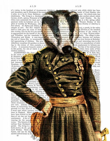 General Badger Black Ornate Wood Framed Art Print with Double Matting by Fab Funky