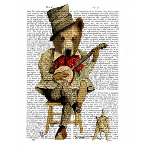 Banjo Bear Black Modern Wood Framed Art Print with Double Matting by Fab Funky