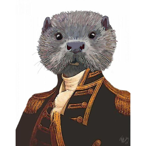 Captain Otter Gold Ornate Wood Framed Art Print with Double Matting by Fab Funky