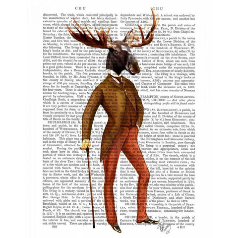 Moose In Suit Full White Modern Wood Framed Art Print by Fab Funky