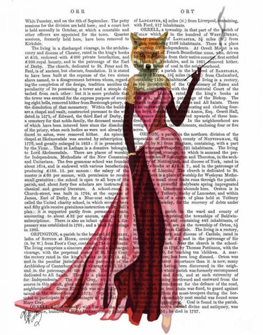 Glamour Fox in Pink Black Ornate Wood Framed Art Print with Double Matting by Fab Funky