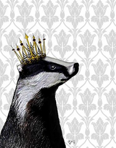 Badger King White Modern Wood Framed Art Print with Double Matting by Fab Funky