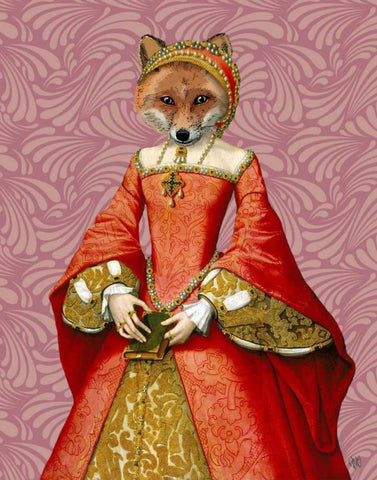 Fox Queen White Modern Wood Framed Art Print with Double Matting by Fab Funky