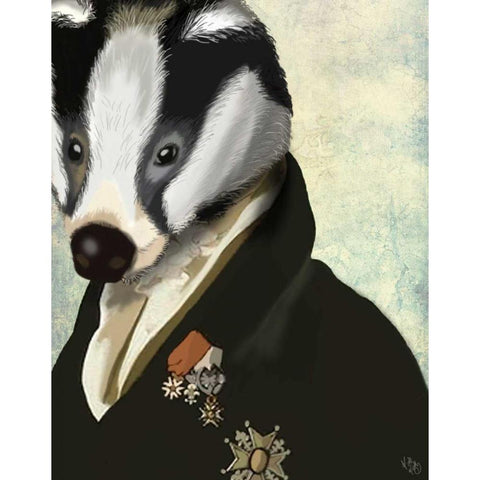 Badger The Hero White Modern Wood Framed Art Print by Fab Funky