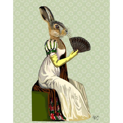 Miss Hare Black Modern Wood Framed Art Print with Double Matting by Fab Funky