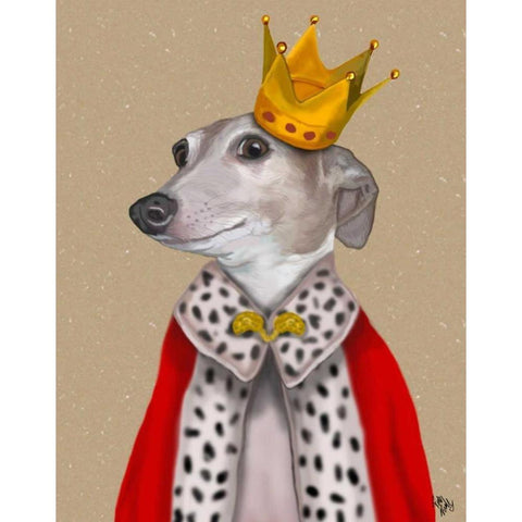 Greyhound Queen Black Modern Wood Framed Art Print with Double Matting by Fab Funky