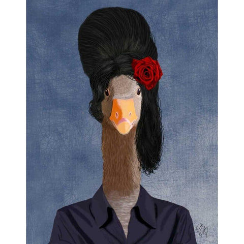 Amy Winehouse Goose Black Modern Wood Framed Art Print by Fab Funky