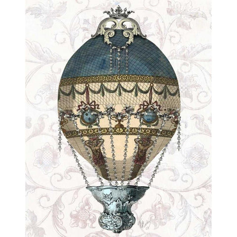 Baroque Balloon Blue and Cream White Modern Wood Framed Art Print by Fab Funky