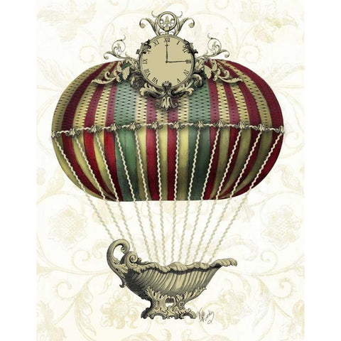 Baroque Balloon with Clock Black Modern Wood Framed Art Print by Fab Funky