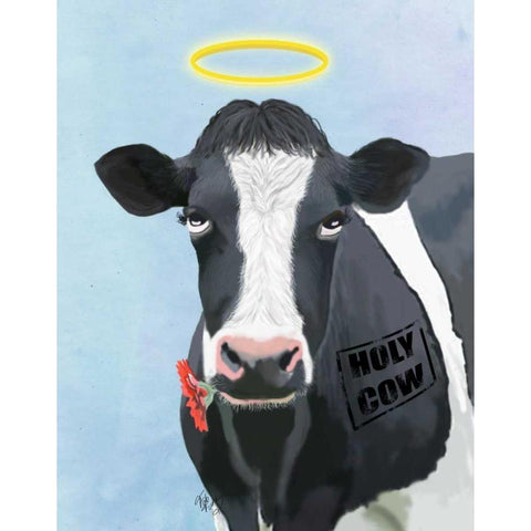 Holy Cow Gold Ornate Wood Framed Art Print with Double Matting by Fab Funky