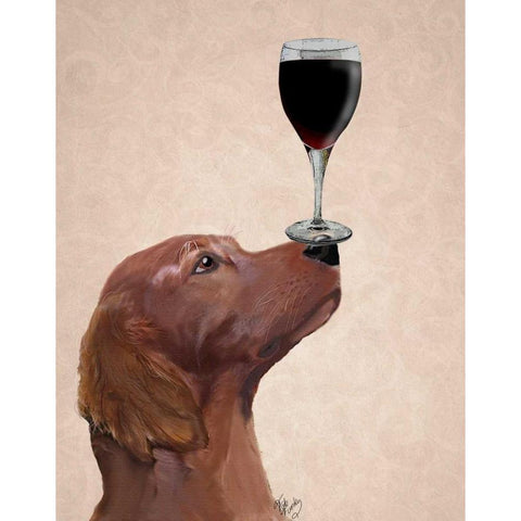 Red Setter Dog Au Vin Black Modern Wood Framed Art Print by Fab Funky