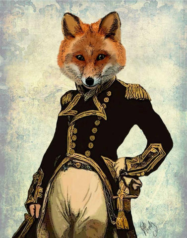 Admiral Fox Full White Modern Wood Framed Art Print with Double Matting by Fab Funky