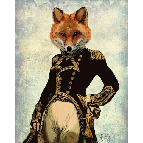 Admiral Fox Full White Modern Wood Framed Art Print by Fab Funky