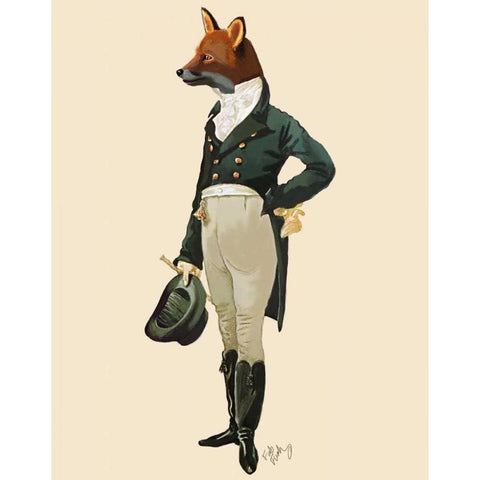 Dandy Fox Full White Modern Wood Framed Art Print by Fab Funky